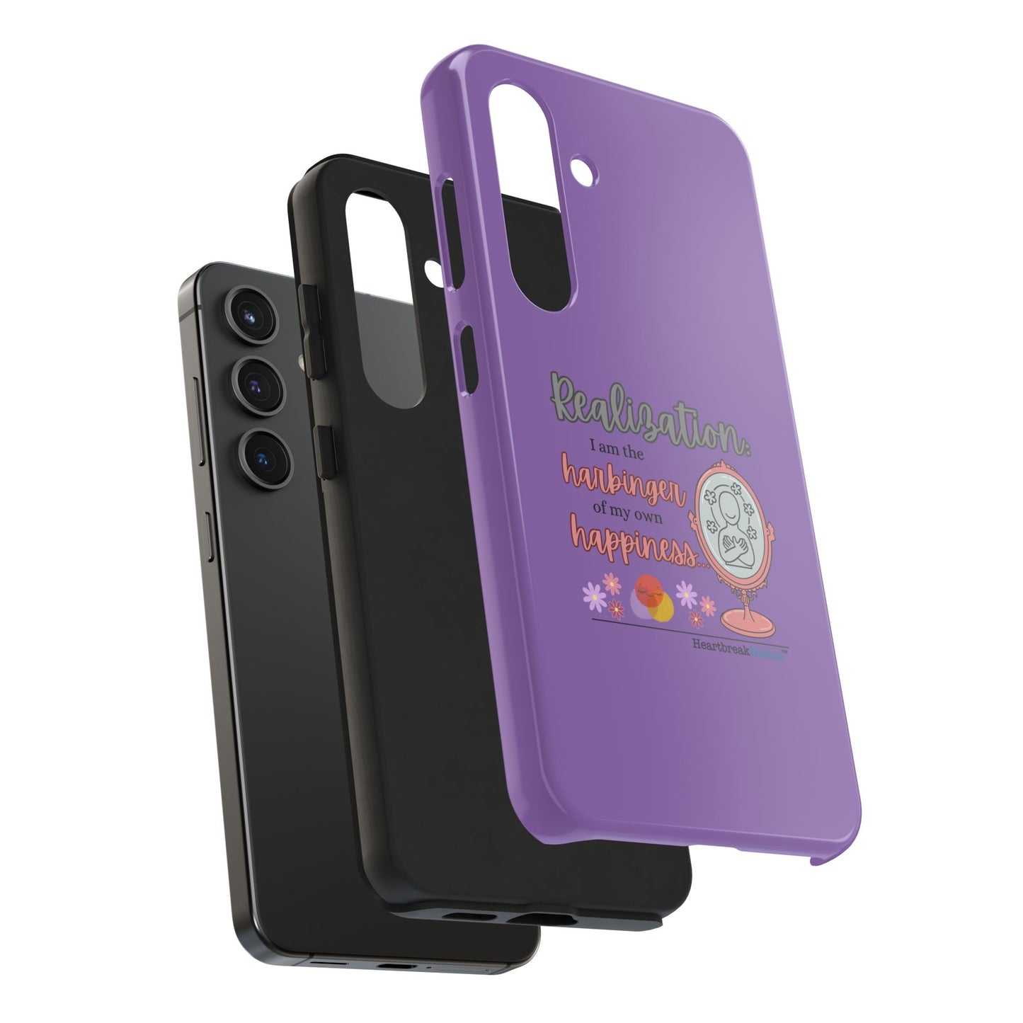 Harbinger of Happiness Tough Phone Cases (purple) available for iPhone 11-16 or Samsung Galaxy S21-S24