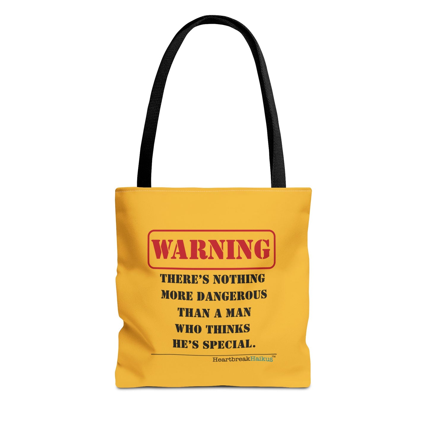 Warning: Dangerous Special Man Haiku Tote Bag (dual-sided design in Yellow Gold)
