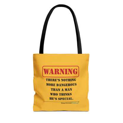 Warning: Dangerous Special Man Haiku Tote Bag (dual-sided design in Yellow Gold)