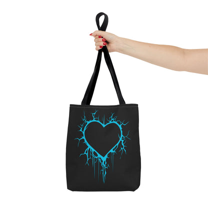 Lightning-Cracked Heart Tote Bag (in Electric Blue) - (The Only Hearts Collection)