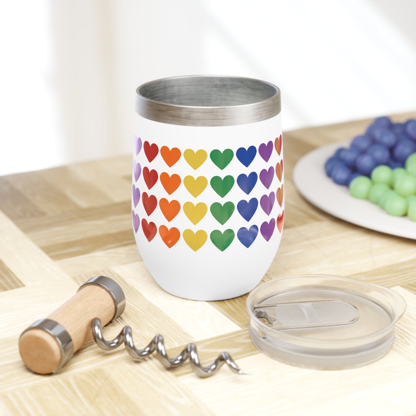 Rainbow Hearts Chill Wine Tumbler