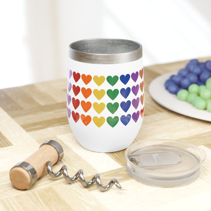 Rainbow Hearts Chill Wine Tumbler
