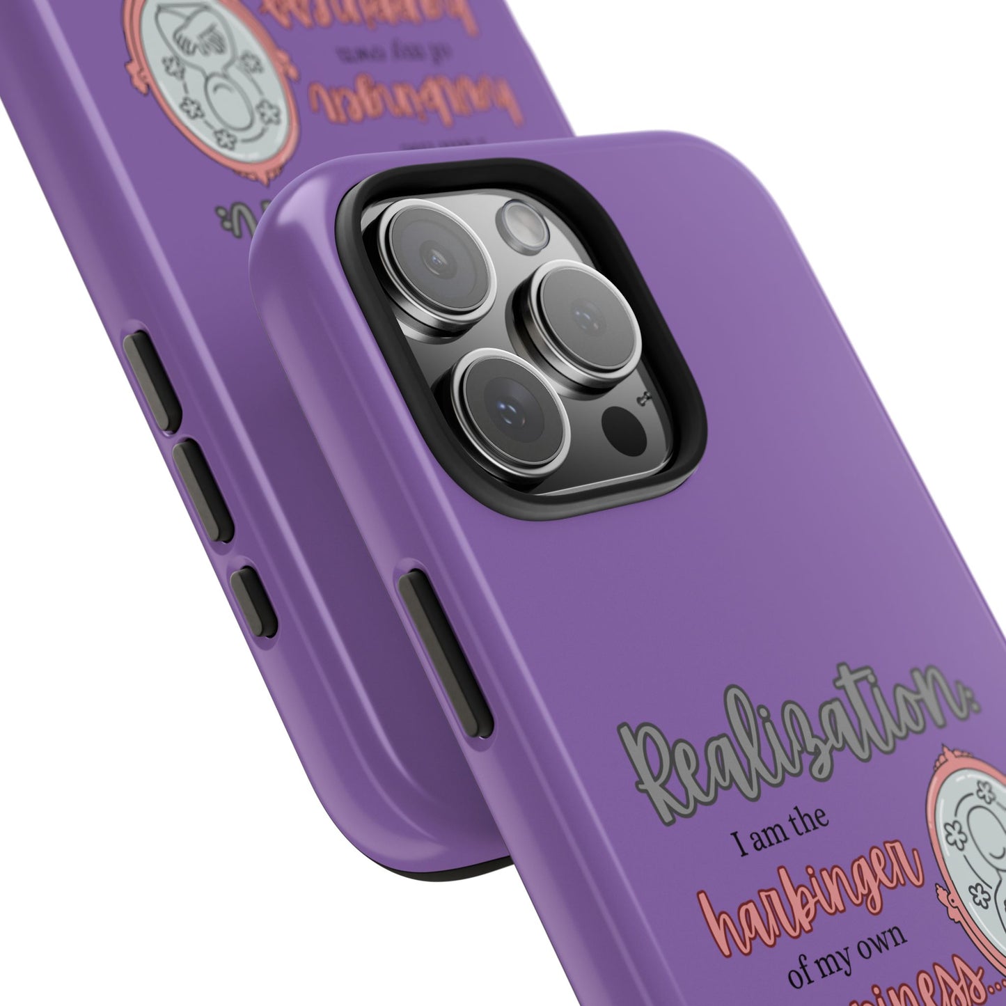 Harbinger of Happiness Tough Phone Cases (purple) available for iPhone 11-16 or Samsung Galaxy S21-S24