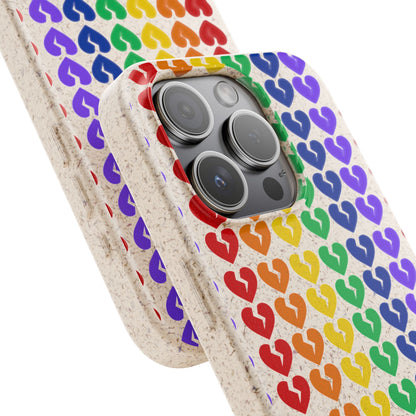 Rainbow Hearts Collection Pattern - Biodegradable Phone Case, Eco-Friendly Phone Cover (Only Hearts Collection)
