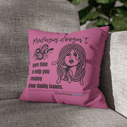 Medusa and Your Daddy Haiku - Faux Suede Square Pillowcase (in Candy Pink)