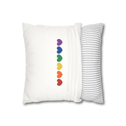 Rainbow Hearts on White - Faux Suede Square Pillowcase (Only Hearts Collection)