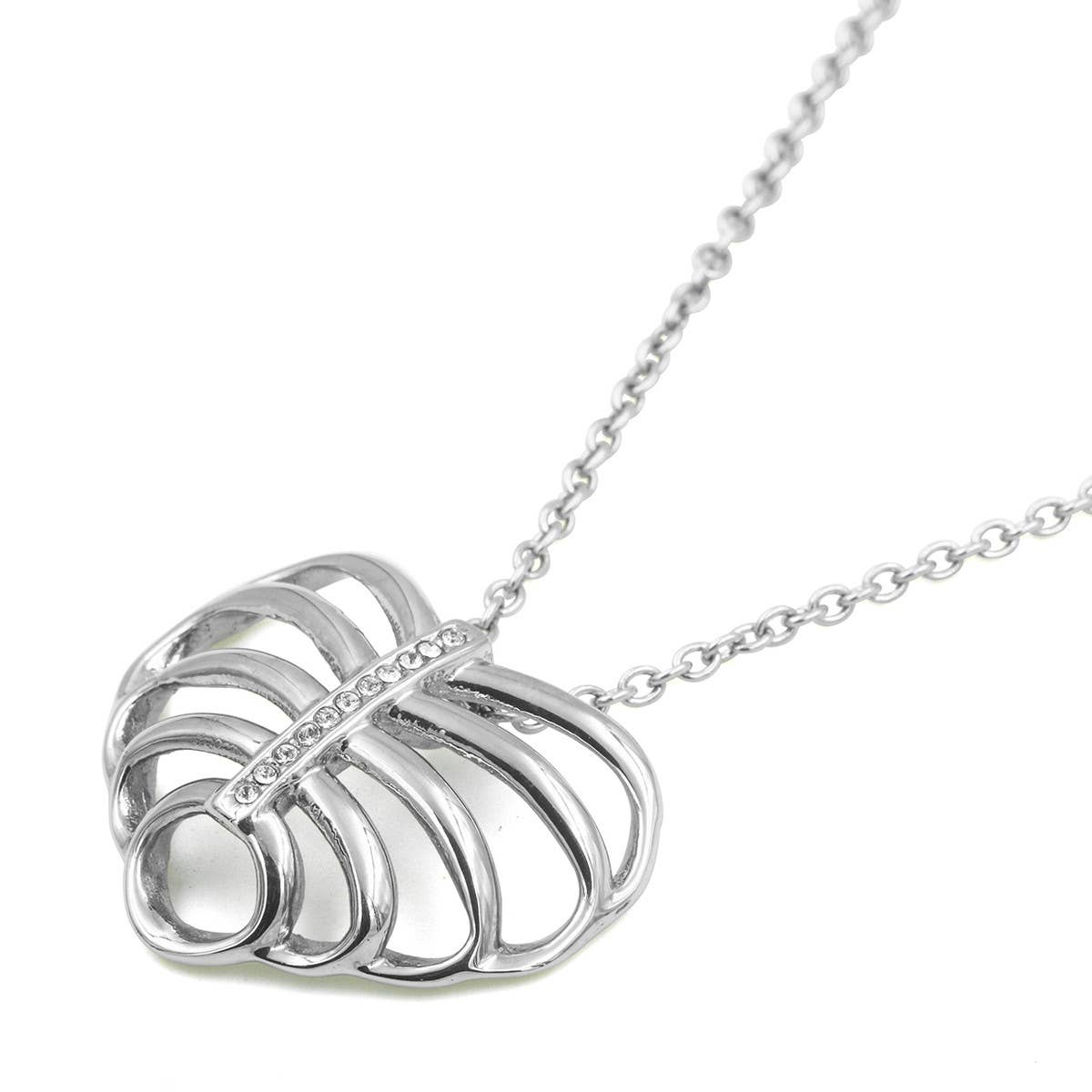 Elegant Ribcage Necklace Heart Pendant Design with Crystal