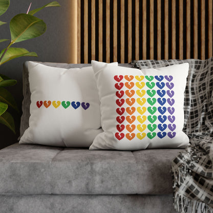 Rainbow Broken Hearts - Faux Suede Square Pillowcase (Only Hearts Collection)