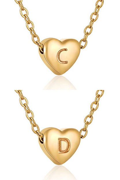 Gold-Tone Heart with Alphabet Initial Pendant Necklace (XS)