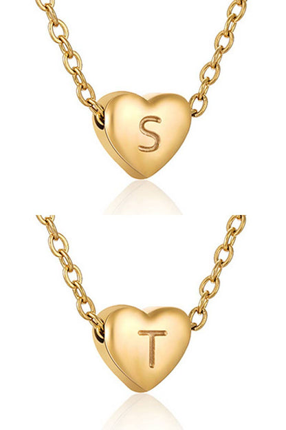 Gold-Tone Heart with Alphabet Initial Pendant Necklace (XS)