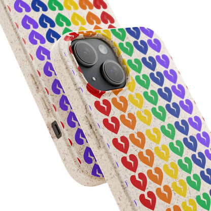 Rainbow Hearts Collection Pattern - Biodegradable Phone Case, Eco-Friendly Phone Cover (Only Hearts Collection)
