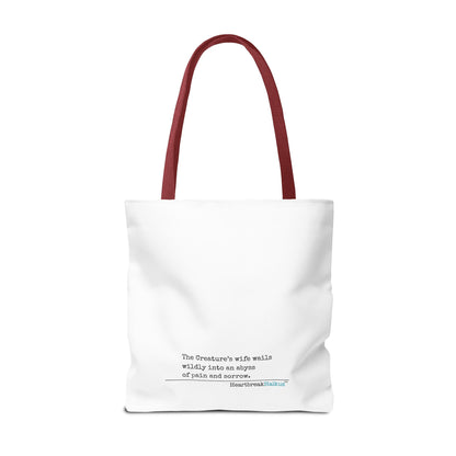 The Creature's Wife Wails Wildly Frankenstein Haiku - Tote Bag (Dual-sided print in Snow White)
