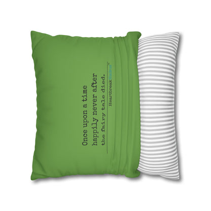 The Fairy Tale Died Haiku - Faux Suede Square Pillowcase (in Wicked Green)