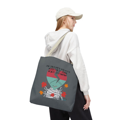 The Creature's Wife Wails Wildly Frankenstein Haiku - Tote Bag (dual-sided print in Slate Grey) - Frankenstein 2025 Makeover