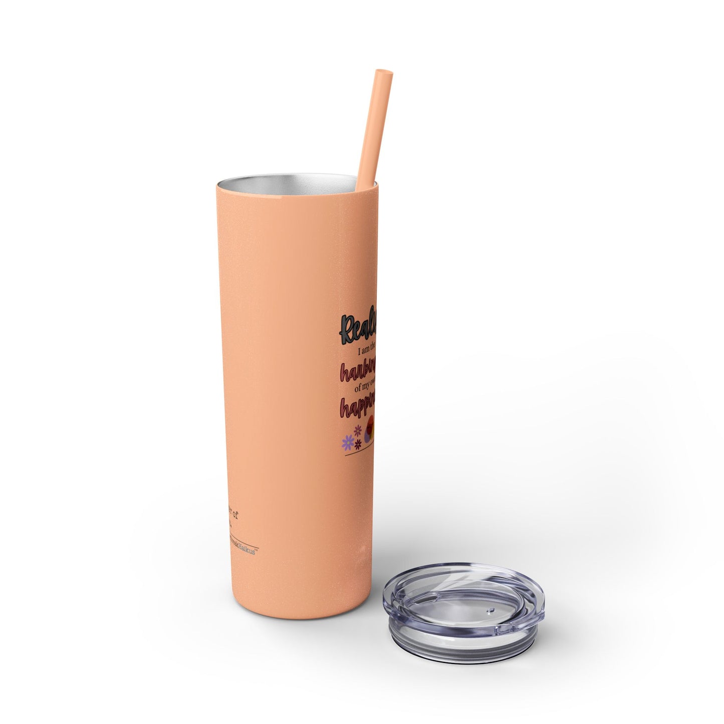 Harbinger of Happiness Haiku - Skinny Venti Tumbler with Eco-Friendly, Reusable, Matching Straw, 20oz