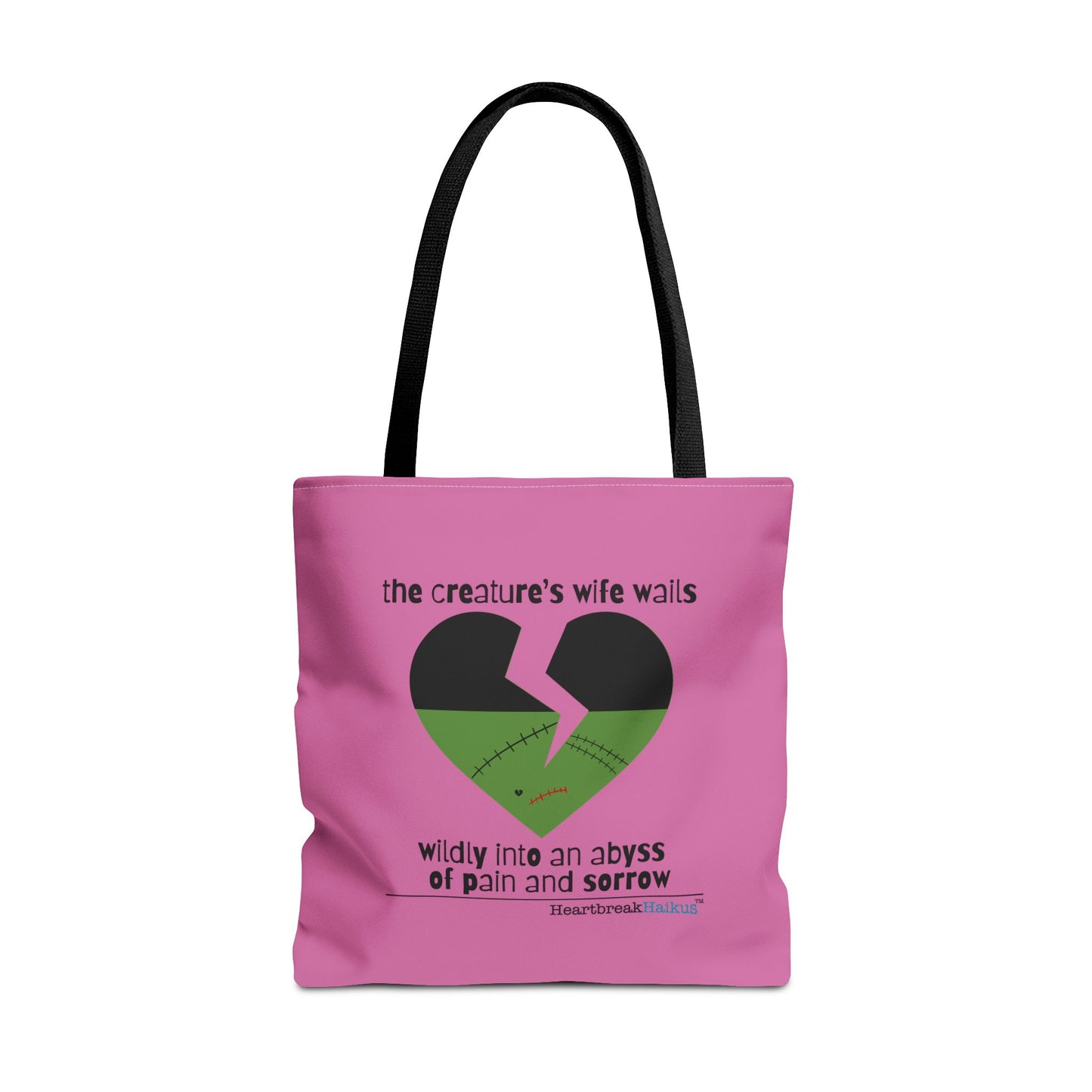 The Creature's Wife Wails Wildly Frankenstein Haiku - Tote Bag (dual-sided print in Candy Pink)