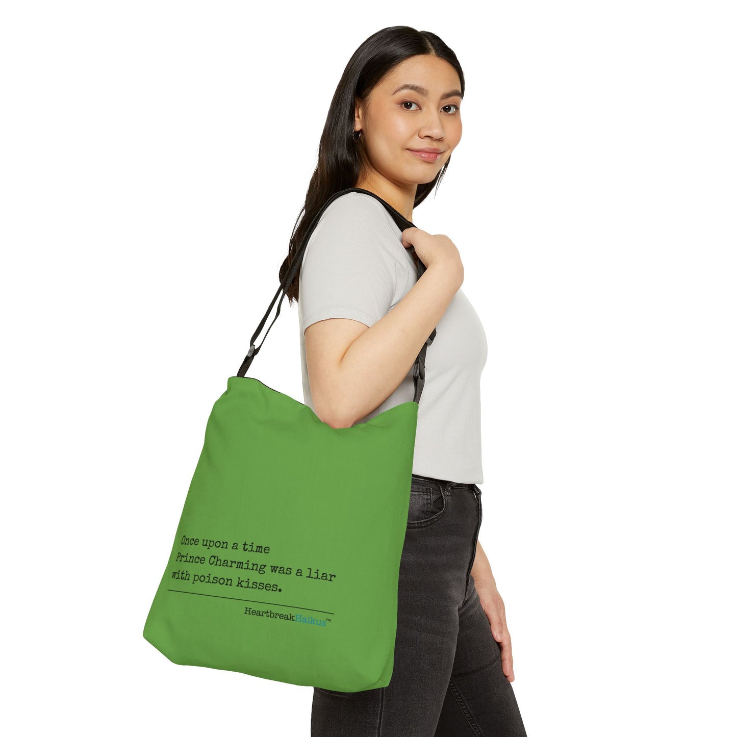 Prince Charming's Poison Kisses Haiku - Adjustable Tote Bag in Wicked Green