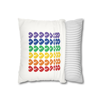 Rainbow Broken Hearts - Faux Suede Square Pillowcase (Only Hearts Collection)