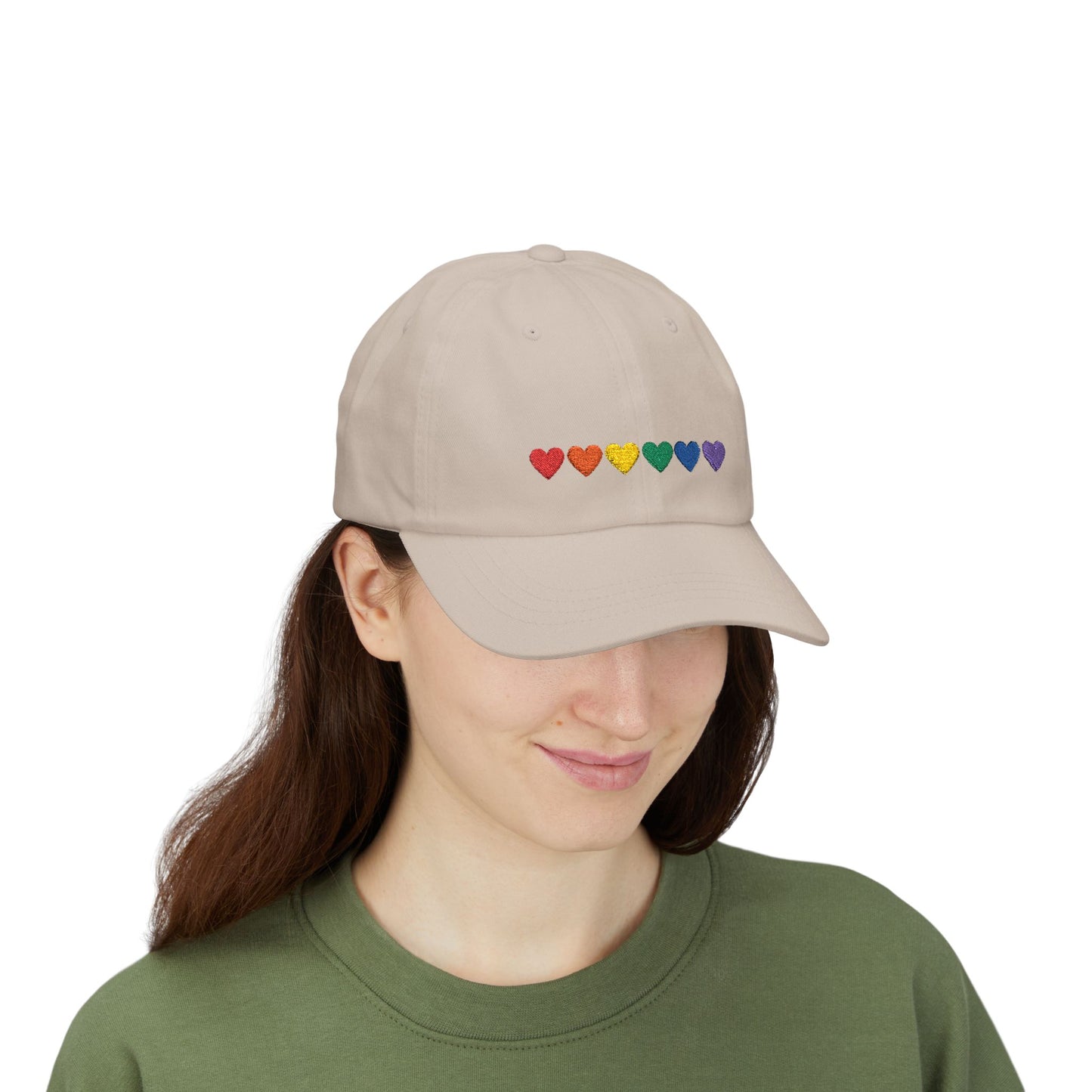 Embroidered Rainbow Hearts - Classic Adjustable Cap (Only Hearts Collection)
