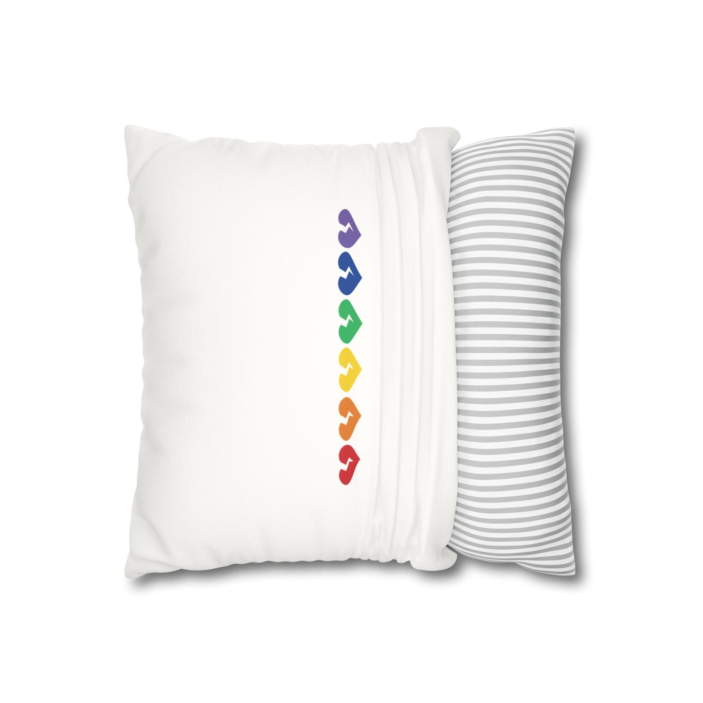 Rainbow Broken Hearts - Faux Suede Square Pillowcase (Only Hearts Collection)
