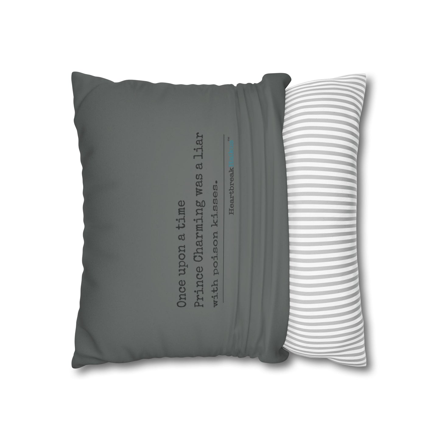 Prince Charming's Poison Kisses - Faux Suede Square Pillowcase (in Moody Grey)