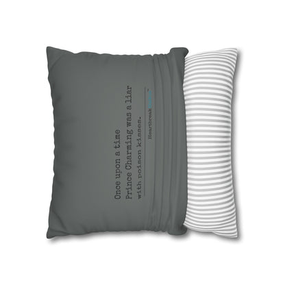 Prince Charming's Poison Kisses - Faux Suede Square Pillowcase (in Moody Grey)