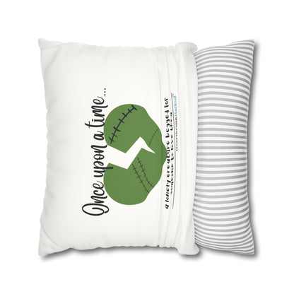 A Lonely Creature Begged Frankenstein Haiku - Faux Suede Square Pillowcase (in Snow White)