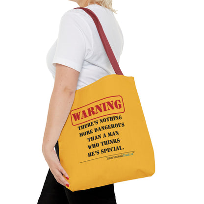 Warning: Dangerous Special Man Haiku Tote Bag (dual-sided design in Yellow Gold)