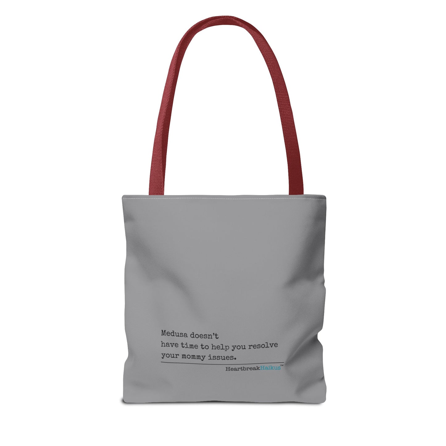 Medusa and Your Mommy Haiku - Tote Bag (Dual-sided print in Stone Grey)