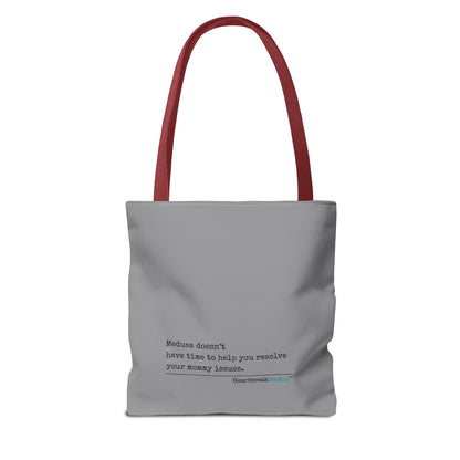 Medusa and Your Mommy Haiku - Tote Bag (Dual-sided print in Stone Grey)