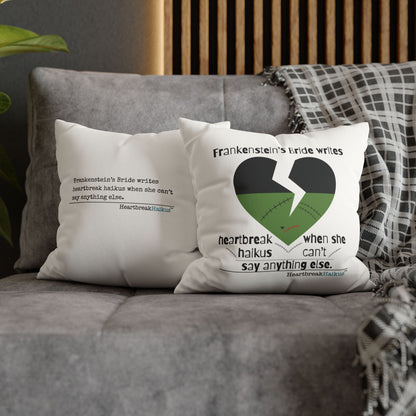 Frankenstein's Bride Writes Heartbreak Haikus - Faux Suede Square Pillowcase (in Snow White)