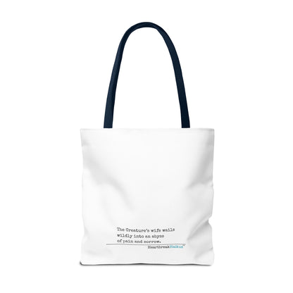 The Creature's Wife Wails Wildly Frankenstein Haiku - Tote Bag (Dual-sided print in Snow White)