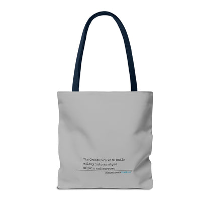 The Creature's Wife Wails Wildly Frankenstein Haiku - Tote Bag (dual-sided print in light grey)