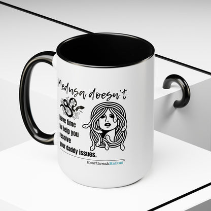 Medusa and Your Daddy Haiku - Two-Tone Coffee Mug 15oz - Dual-Sided Printing
