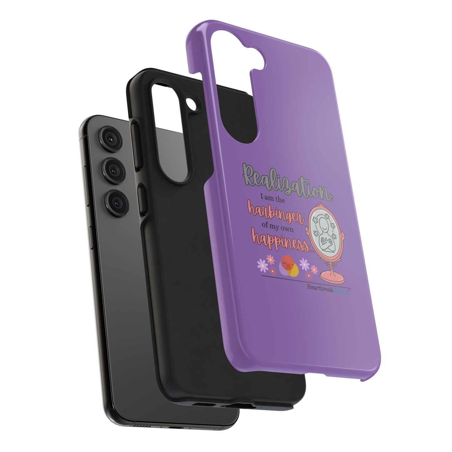 Harbinger of Happiness Tough Phone Cases (purple) available for iPhone 11-16 or Samsung Galaxy S21-S24