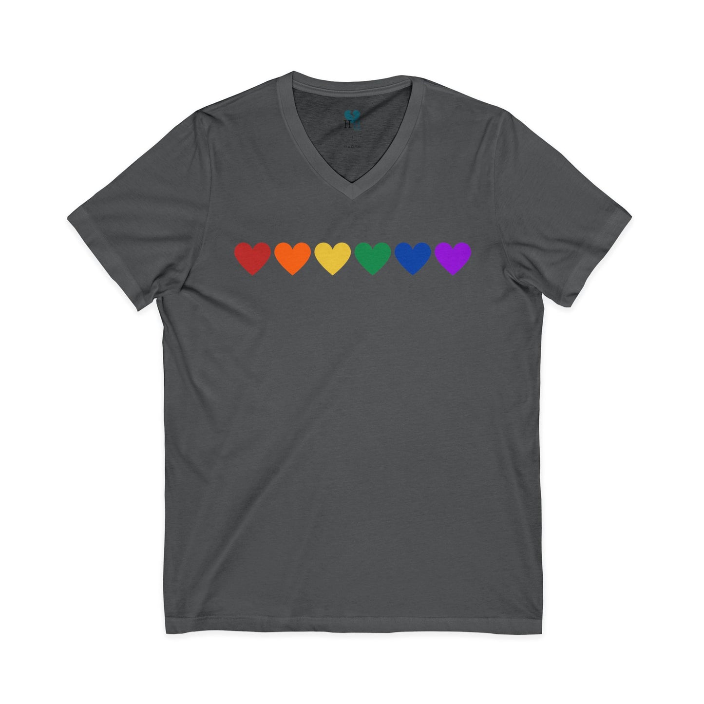 Rainbow Hearts - Jersey Short Sleeve V-Neck Tee