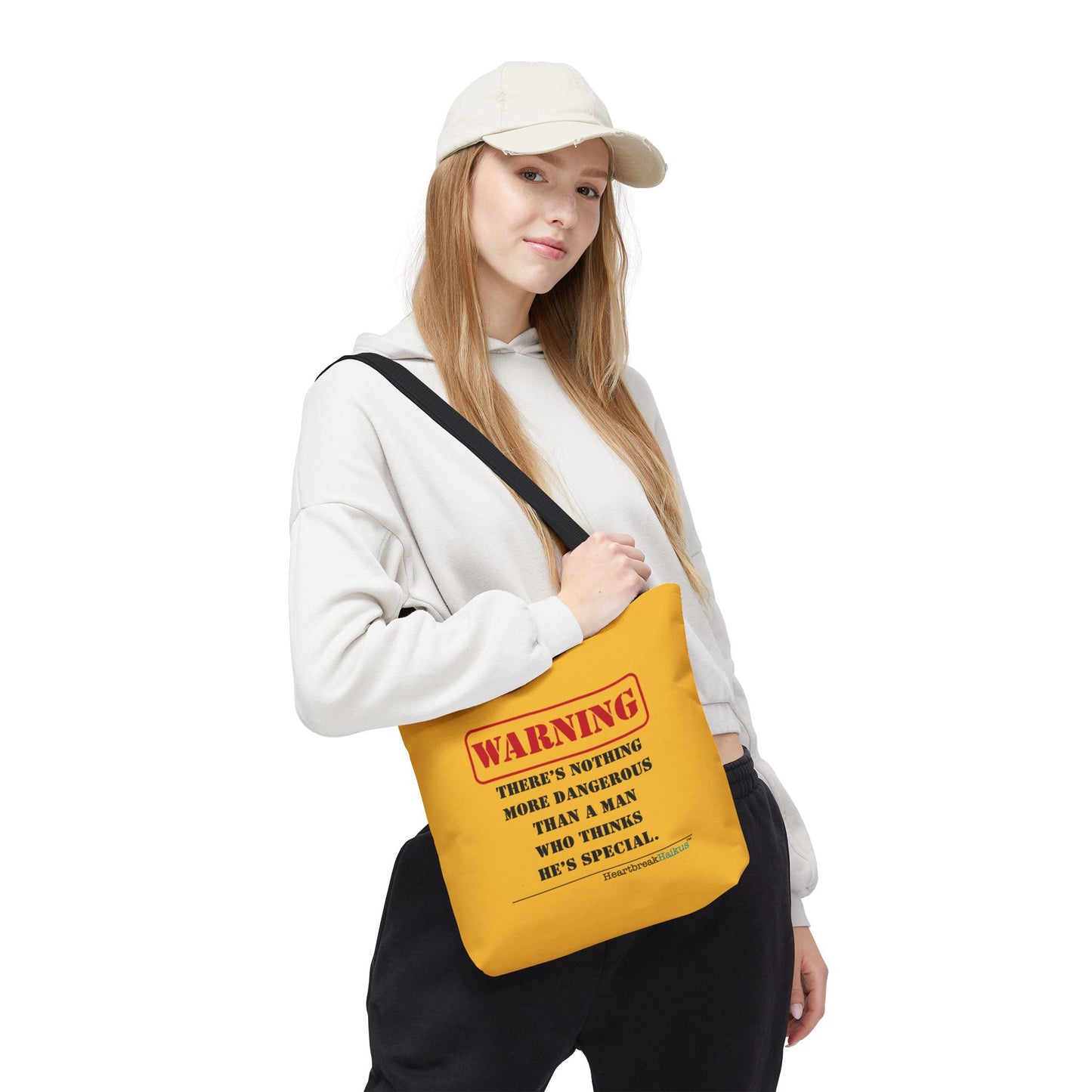 Warning: Dangerous Special Man Haiku Tote Bag (dual-sided design in Yellow Gold)