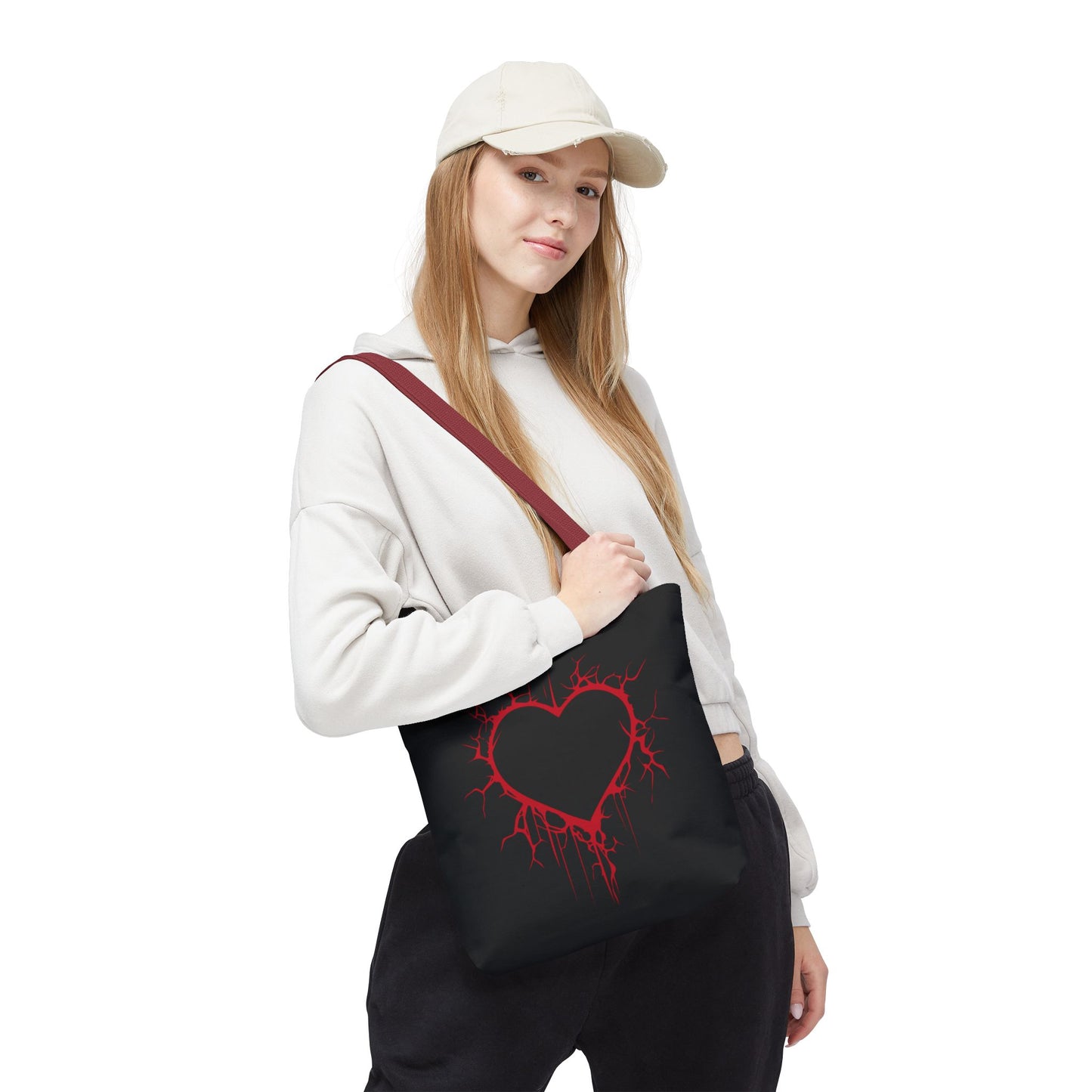 Cracked Heart Tote Bag (in Crimson) - (The Only Hearts Collection)