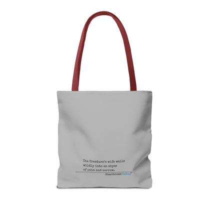 The Creature's Wife Wails Wildly Frankenstein Haiku - Tote Bag (dual-sided print in light grey)