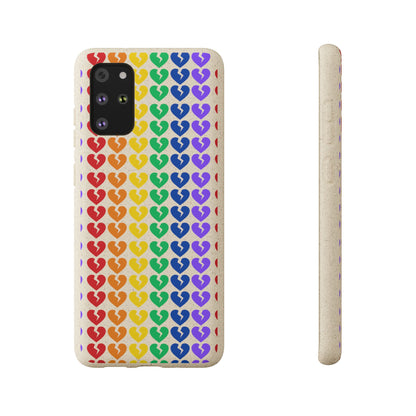 Rainbow Hearts Collection Pattern - Biodegradable Phone Case, Eco-Friendly Phone Cover (Only Hearts Collection)