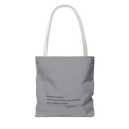 Medusa and Your Mommy Haiku - Tote Bag (Dual-sided print in Stone Grey)