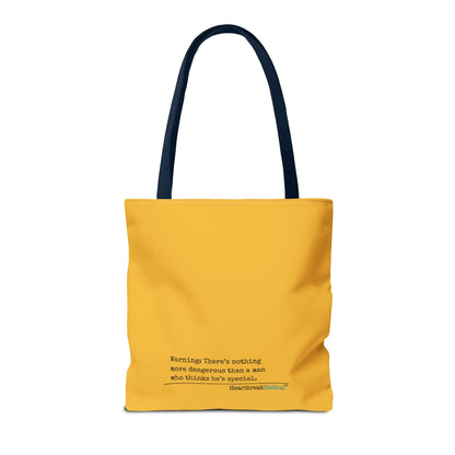 Warning: Dangerous Special Man Haiku Tote Bag (dual-sided design in Yellow Gold)