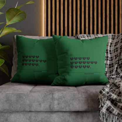 Hieroglyph Heartbreak Haiku - Faux Suede Square Pillowcase (in Evergreen)