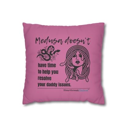 Medusa and Your Daddy Haiku - Faux Suede Square Pillowcase (in Candy Pink)