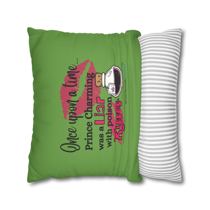 Prince Charming's Poison Kisses - Faux Suede Square Pillowcase (in Wicked Green)