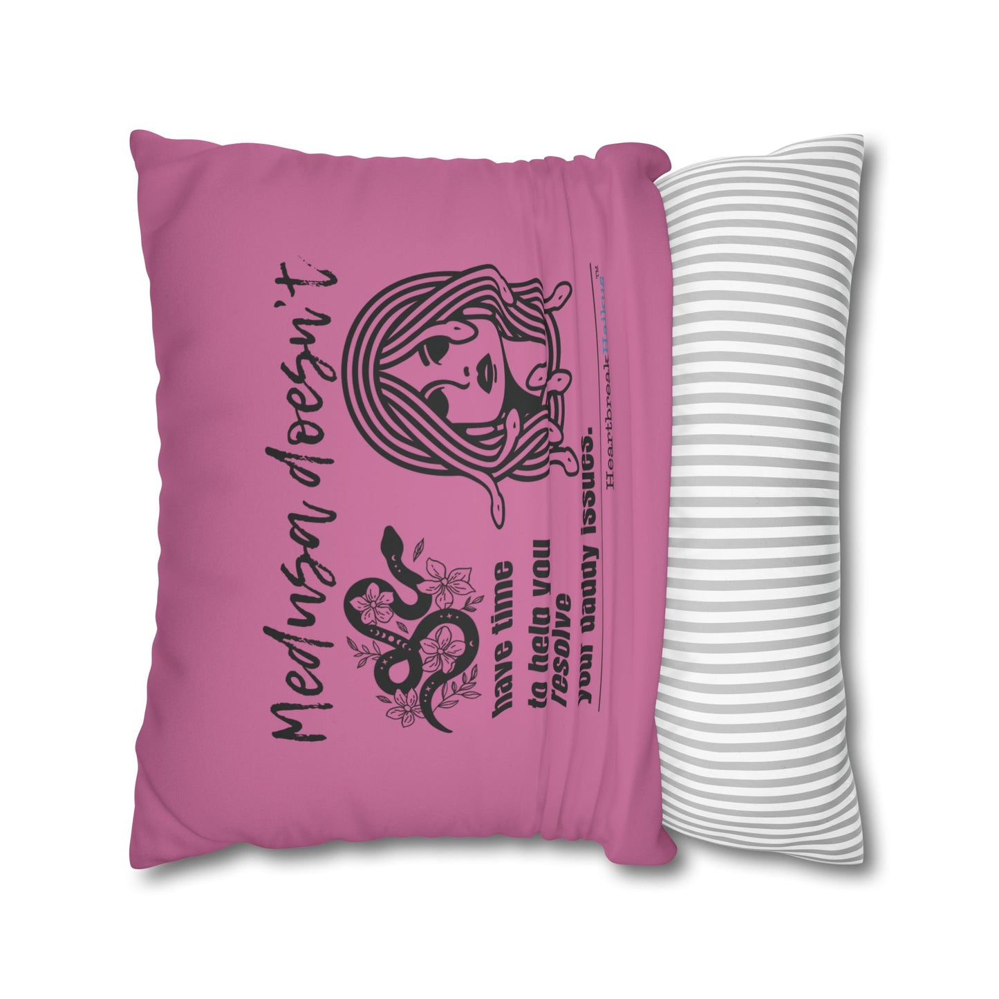 Medusa and Your Daddy Haiku - Faux Suede Square Pillowcase (in Candy Pink)