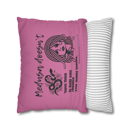 Medusa and Your Daddy Haiku - Faux Suede Square Pillowcase (in Candy Pink)