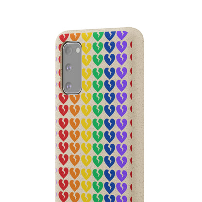 Rainbow Hearts Collection Pattern - Biodegradable Phone Case, Eco-Friendly Phone Cover (Only Hearts Collection)