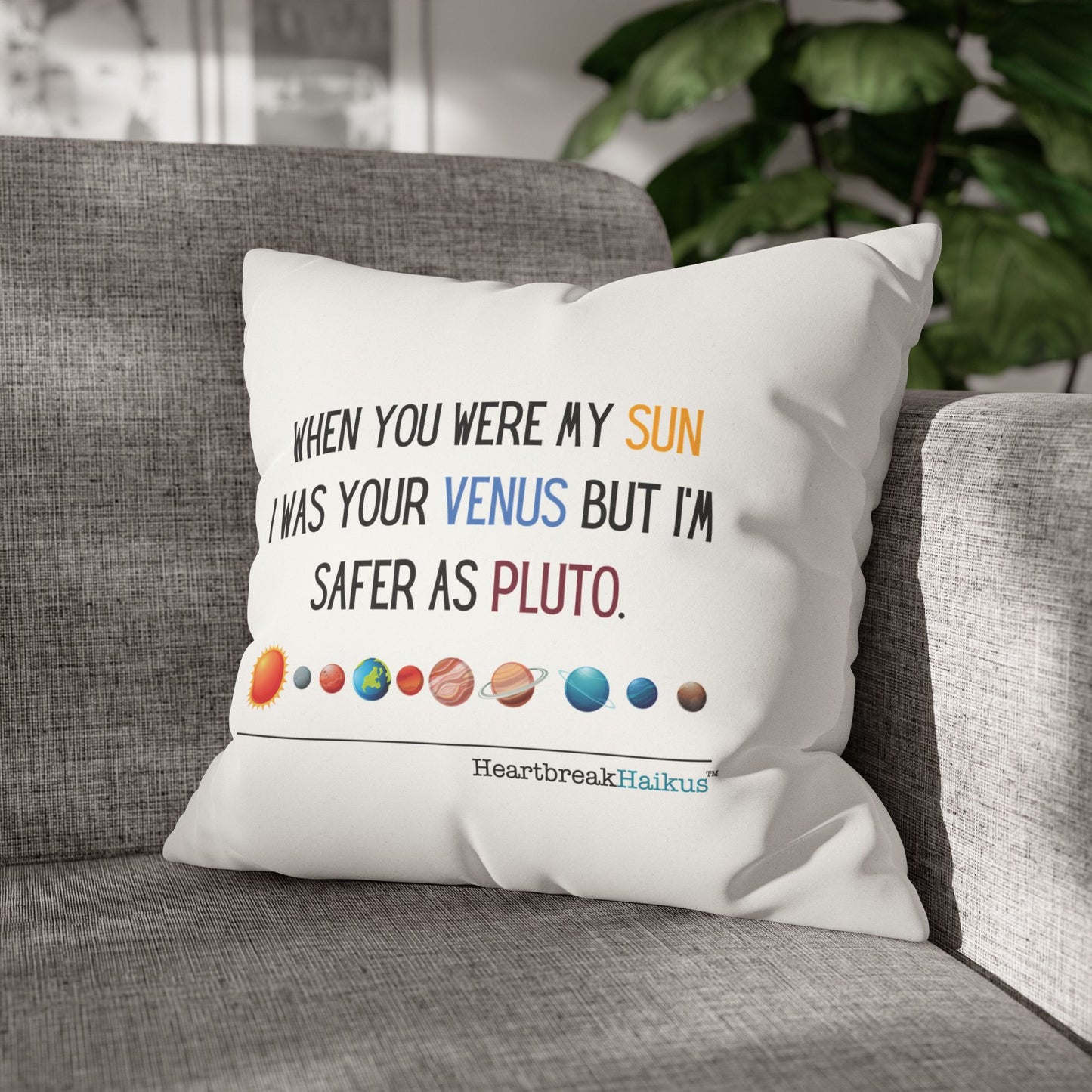 Safer as Pluto Haiku - Faux Suede Square Pillowcase