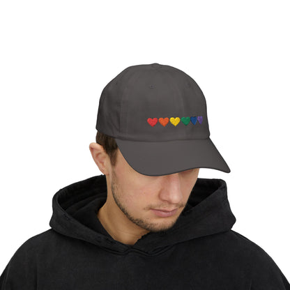 Embroidered Rainbow Hearts - Classic Adjustable Cap (Only Hearts Collection)